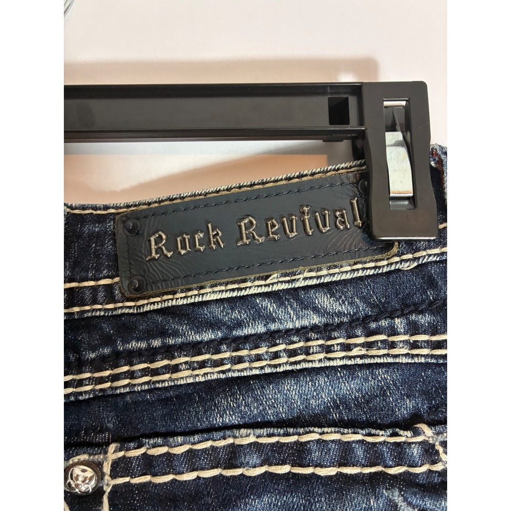 Rock Revival Johanna Capri Jeans Dark Wash Thick Stitch Y2K Denim 27 RJ8250P58 - Picture 8 of 13